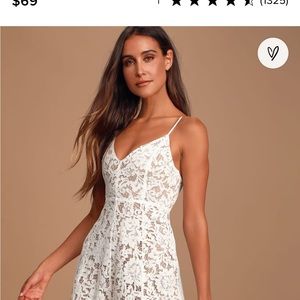 Lulus One Wish White Lace MIDI Dress